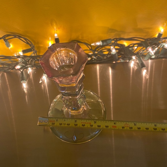 Vintage PartyLite Candlestick pink green iridescen - Picture 5 of 6